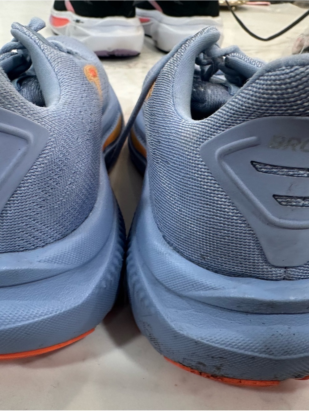 Women Brooks Ghost Light Blue Running Shoes with Orange Accents - Picture 2 of 6